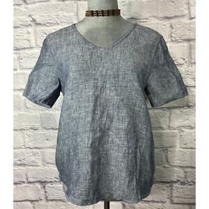 NWOT Saks Fifth Avenue 100% Linen Short Sleeve Blouse